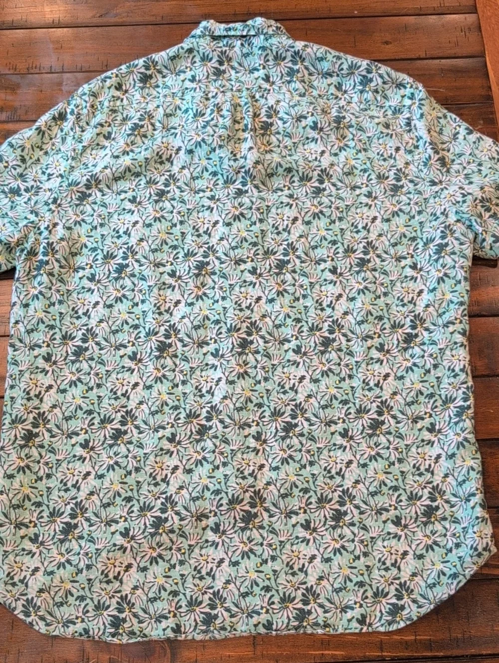 J. Crew Linen Short Sleeve Button Down Aqua Floral